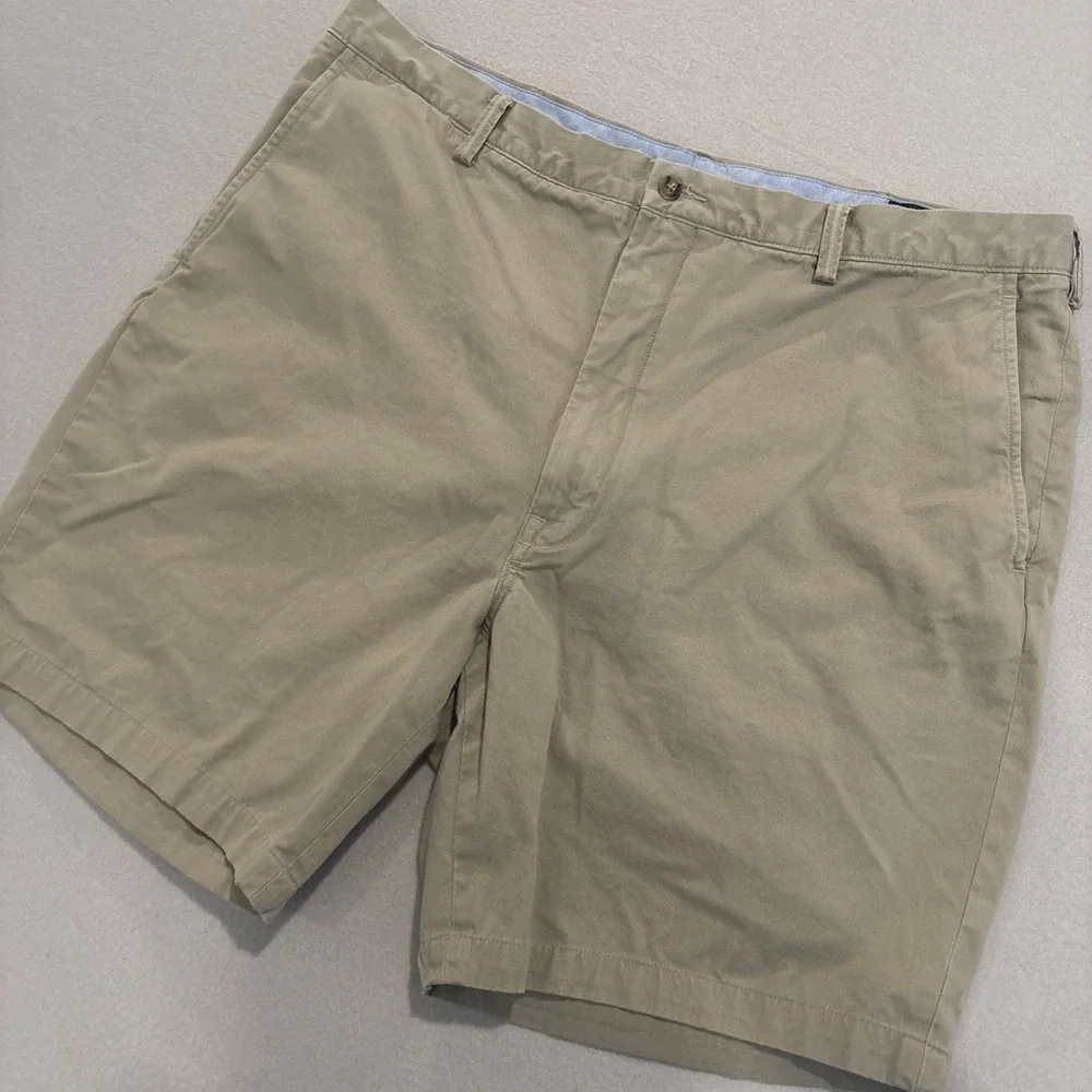 Polo Ralph Lauren 42L KHAKI STRETCH Classic Shorts Mens Flat Front EUC Fast Ship